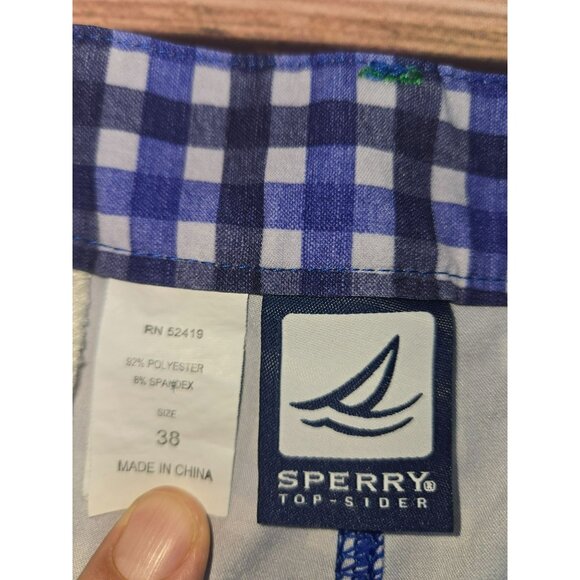 Sperry Mens Bluish Purple Gingham Check Shorts 38 - Picture 3 of 8